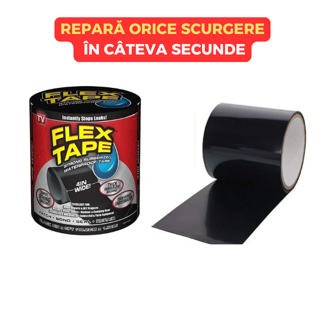 Banda adeziva cauciucata reparatoare Flex Tape 1+1 GRATIS
