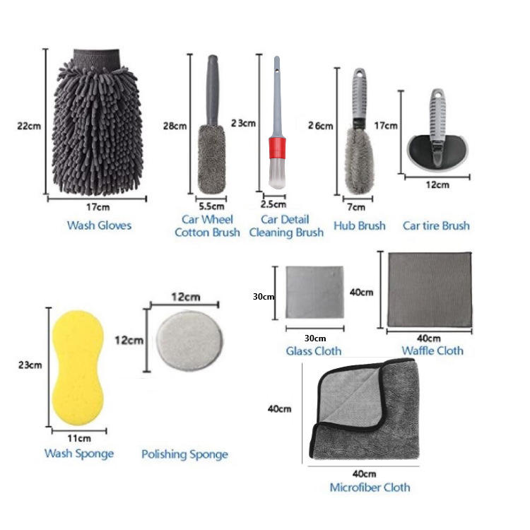 KIT 12 PIESE SPĂLARE ȘI CURĂȚARE AUTO