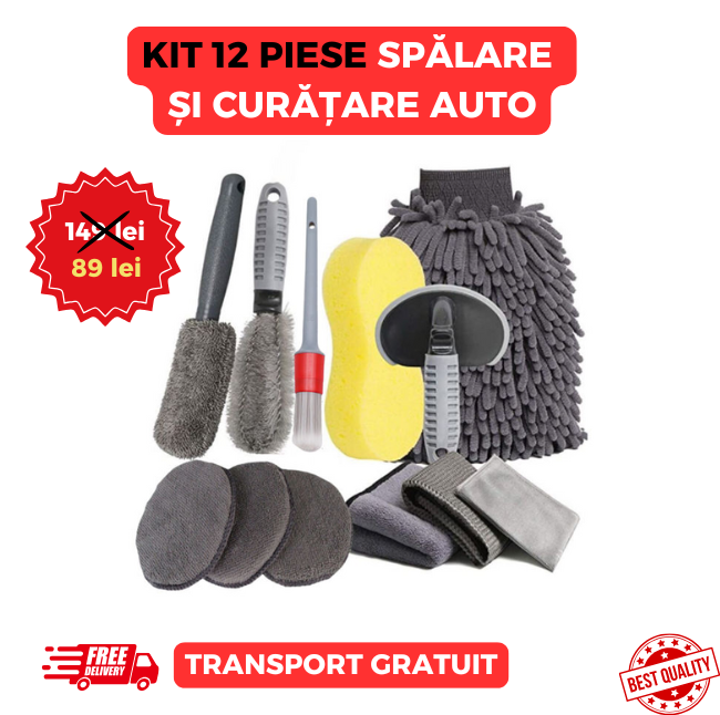 KIT 12 PIESE SPĂLARE ȘI CURĂȚARE AUTO