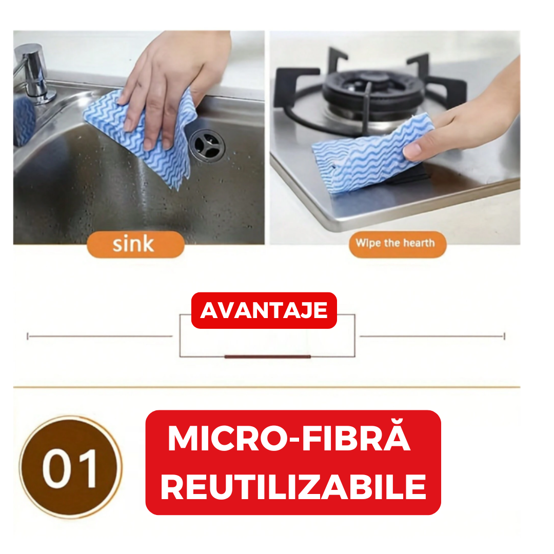 ROLĂ 30 LAVETE MICRO-FIBRĂ 3+2 GRATIS