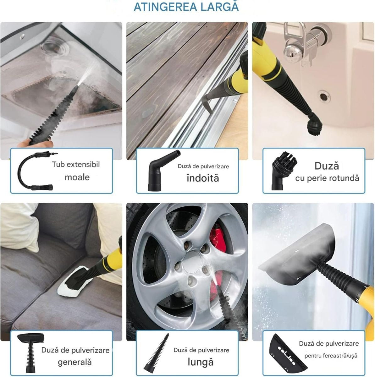 Aparat de Curăţare cu abur 4 în 1 (podele, rosturi, canapele, bucătărie/baie)