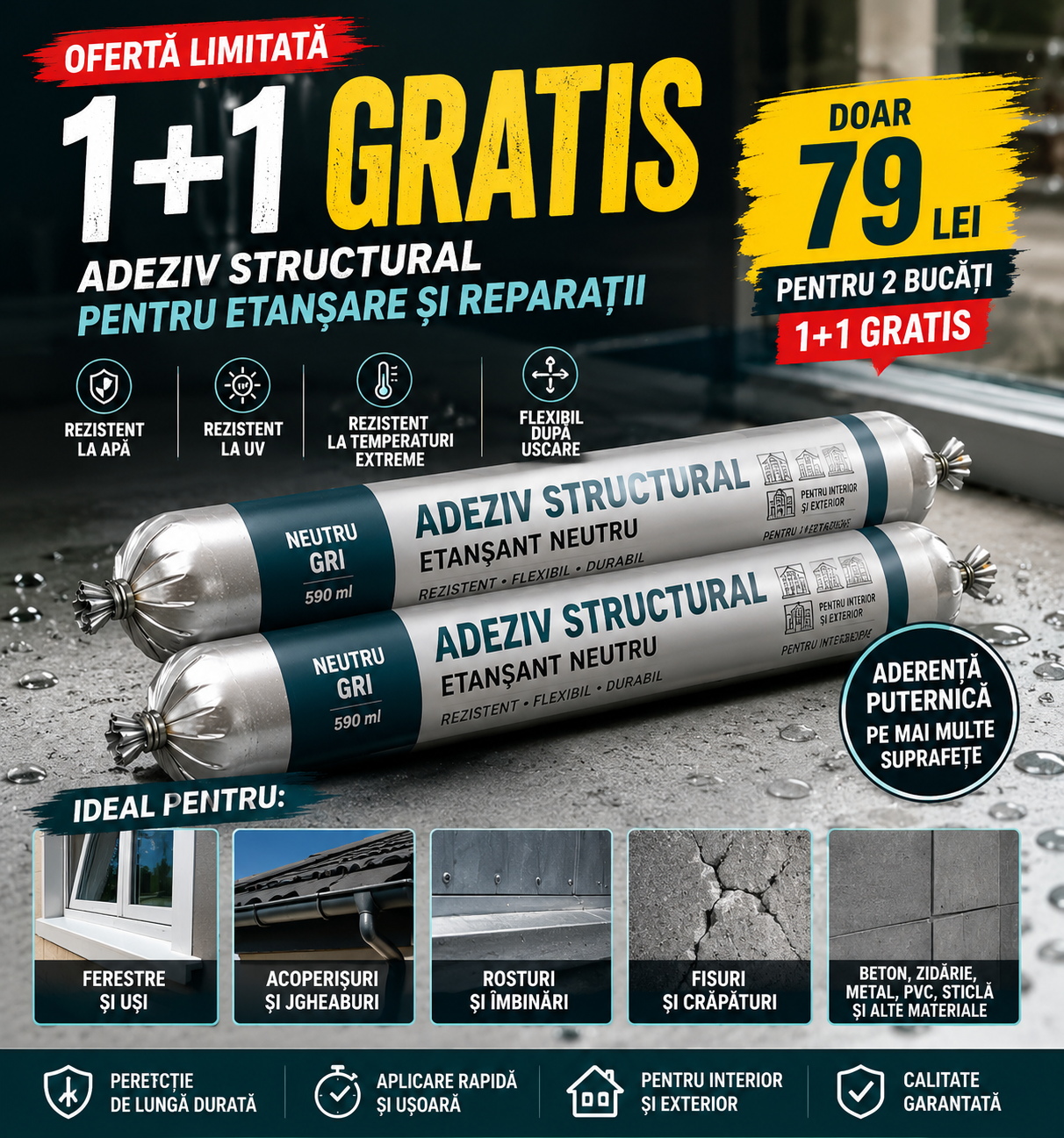 Adeziv Structural pentru Etanșare FixPro 1+1 Gratuit
