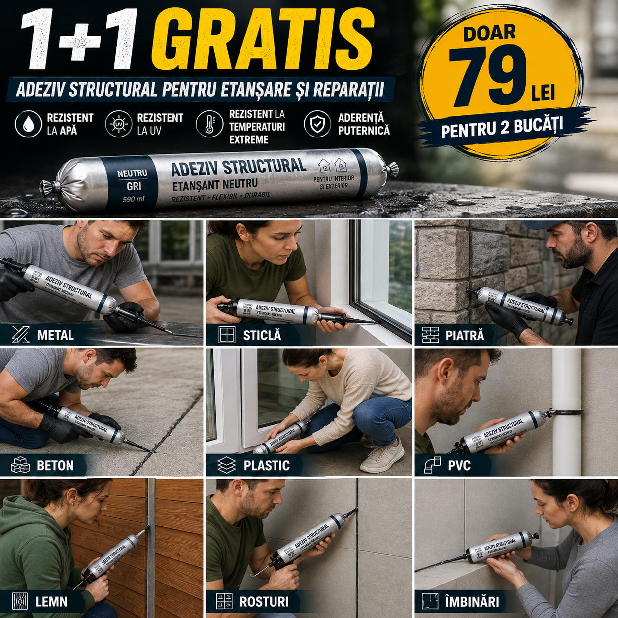 Adeziv Structural pentru Etanșare FixPro 1+1 Gratuit